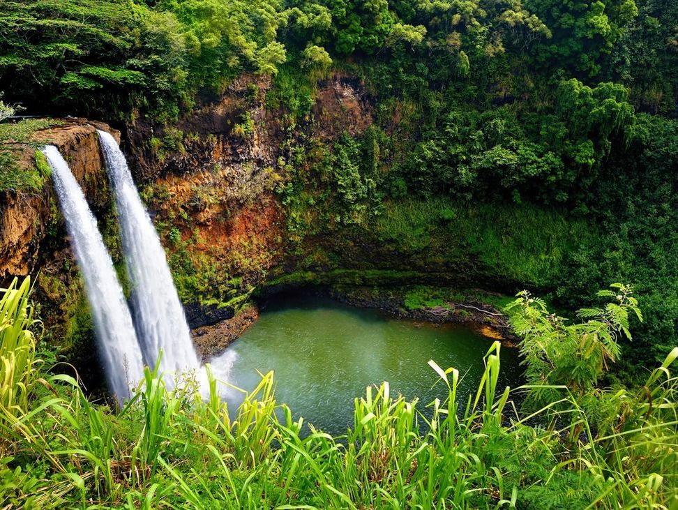 Luscious Hawaiian waterfall